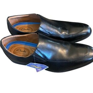 Clarks Collection Mens Black Leather Slip On Loafers Extreme Comfort 13
